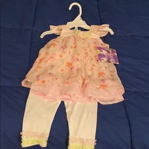 2 piece chiffon top and ruffled legging set